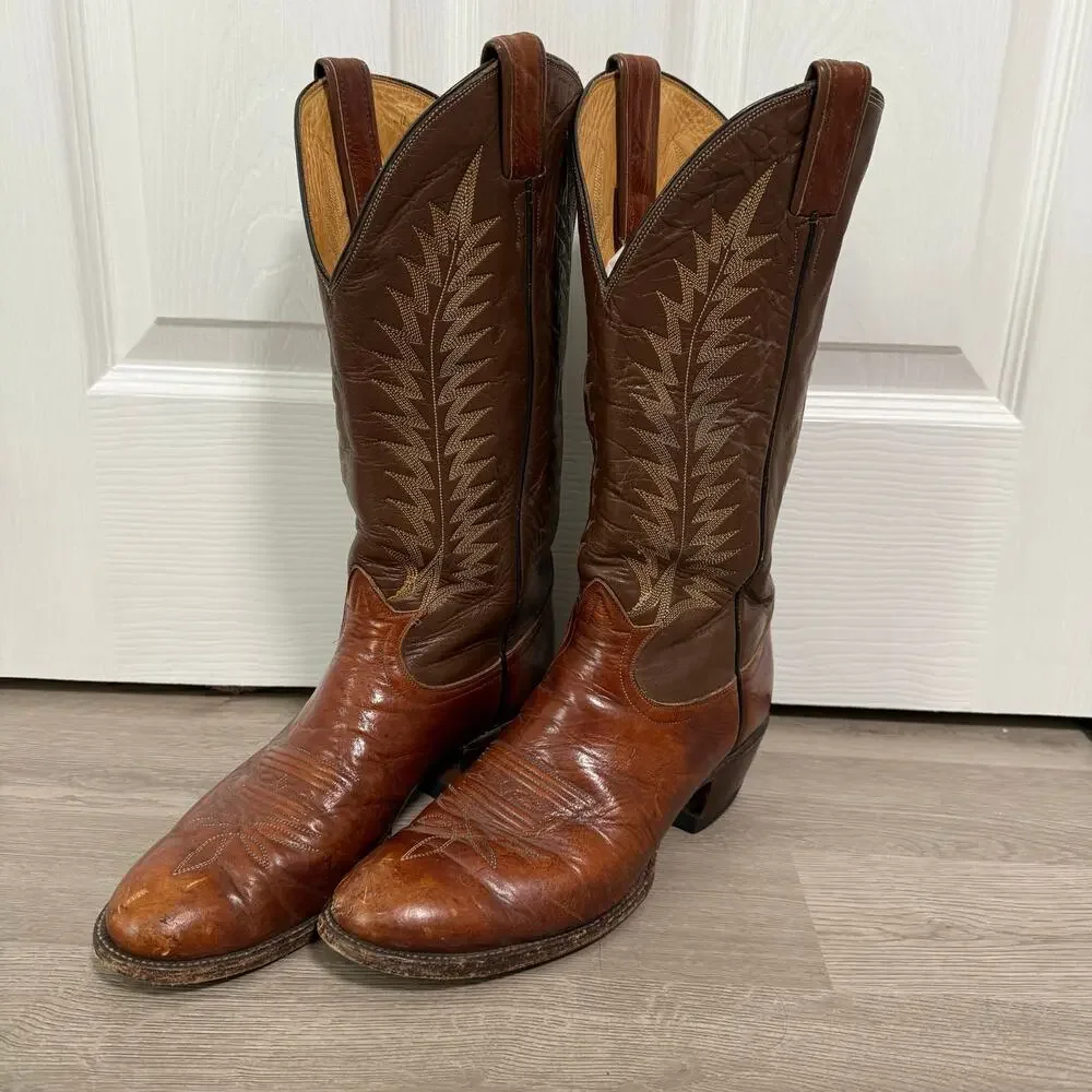 Tony Lama Men's Brown Leather 6531 Western Cowboy Boots Size 9.5B